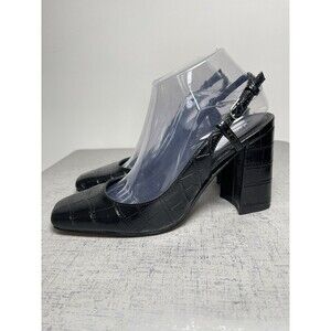 Marc Fisher Valana Slingback Square Toe Block Heel Pump Sandals 9‎ M Black